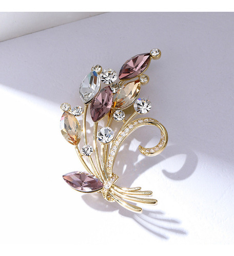 Xy Broche Ramo De Circonio En Color Con Incrustaciones