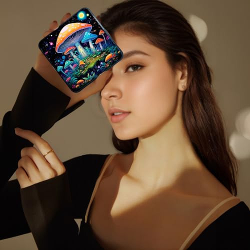 Espejo De Maquillaje Mini Portátil Plegable, De Doble Cara,