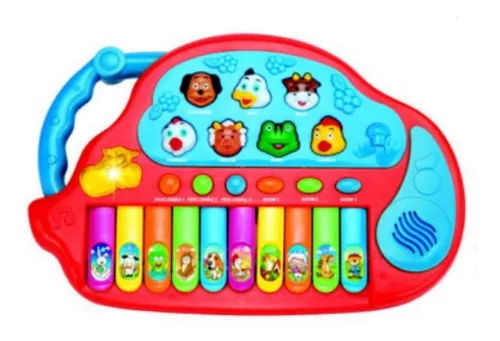 Teclado Musical Infantil com Bateria, Luzes e Som de Animais