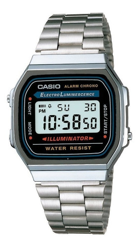 Reloj Casio Hombre A168wa-1u Iluminador Con Cronometro