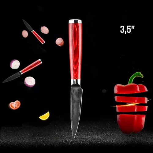 Imagem 4 de 10 de Kit 3 Facas Chef Cozinha Profissional Damasco 71 Camadas Top