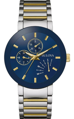 98c123 Reloj Bulova Futuro Para Caballero Plat-dor/azul