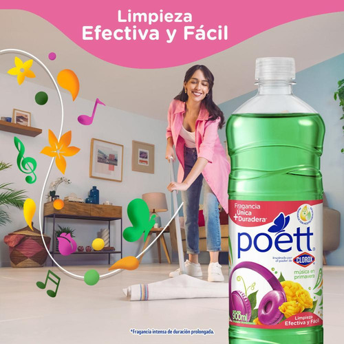 Limpiador De Piso Poett 900ml Música En Primvra. 12pzas