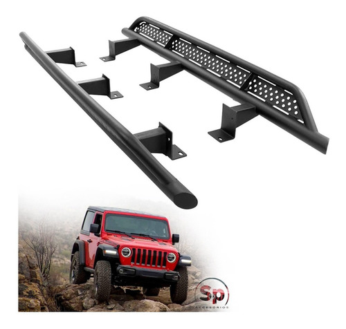 Estribos Rock Slider Go Rhino Jeep Wrangler Jl 2018-2019 4pt