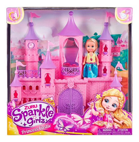 Castillo Princesa Rosa 34cm + Muñeca 10cm Casita Juguete