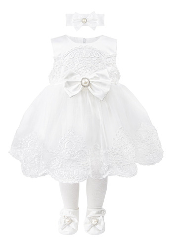 Taffy Beb Nia Bautismo Bautismo Bordado Vestido Blanco 6 Pie