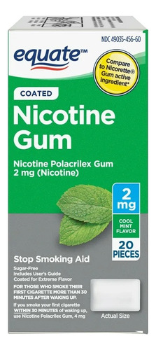 Equate Nicotine Gum 2 Mg Chicles 20 Piezas Sabor Menta Fria
