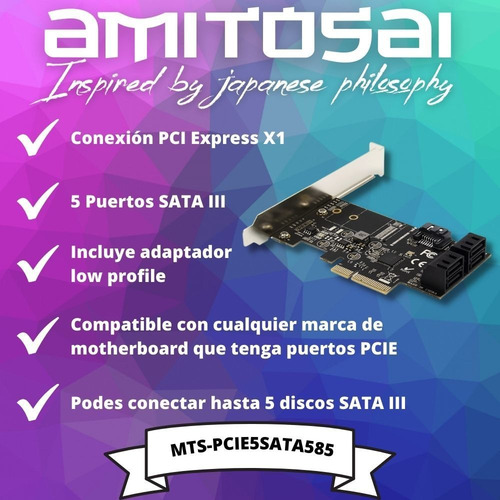 Adaptador 5 Puertos Sata A Pcie Chip Marvell Pcie5sata585