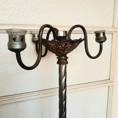 Antigua Lámpara De Pie Bronce Candelabro Iglesia (Usado)