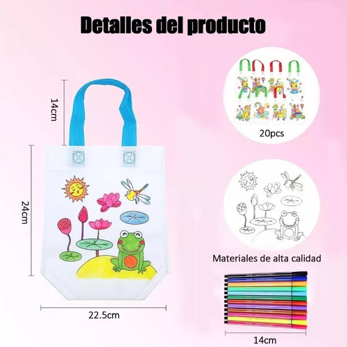 Pack De 20 Bolsas Pintar+24pcspluma De Acuarela Cumpleaños