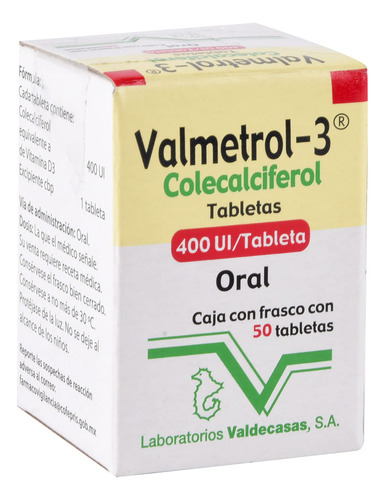 Valmetrol-3 Tableta 400 U.i., 50 Tabletas