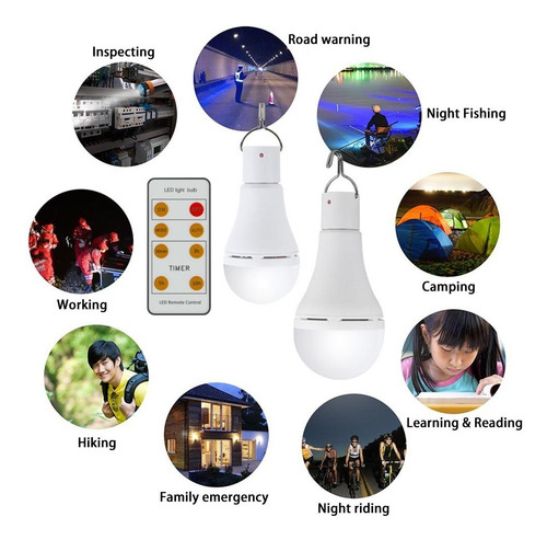 Imagem 10 de 10 de Lampada Led Acampamento Portátil A Energia Solar 9w / 7w