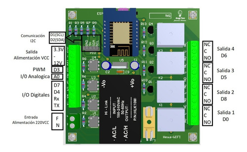 Imagen 1 de 3 de Shield Plc Hexa-wifi Esp8266 Salida Rele (arduino)