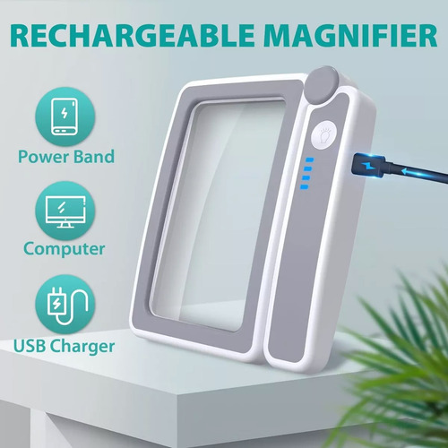 Lupa Recargable De 4x Para Lectura, Con 10 Luces Led