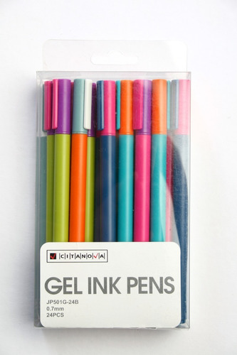 Set Gel Ink Pens X 24 Unidades - Tinta Negra -citanova