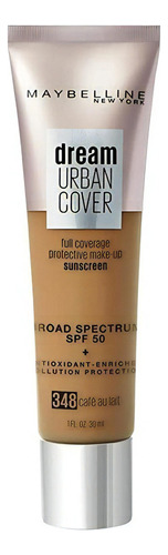 Base De Maquillaje Dream Urban Cover Con Spf +50 Maybelline Tono Café Au Lait (348)