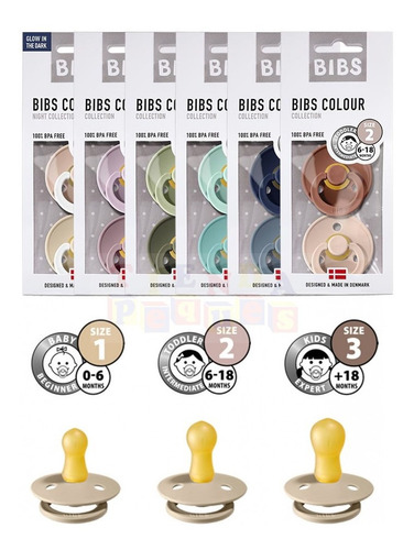 Imagen 6 de 6 de Chupetes Bibs Colour X2 Und Libre Bpa Latex Natural T1 T2 T3