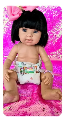 Boneca Bebê Reborn Real Girafinha Morena Bolsa Maternidade