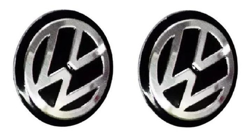 Kit 2 Logo Emblema Adesivo Volkswagen Chave Wv Aluminio 14mm