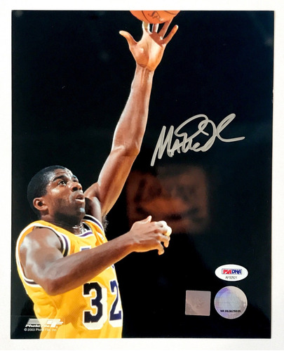 Autografo De Magic Johnson Certificado Psa Foto Autografiada