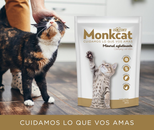 Imagen 5 de 10 de Arena Sanitaria Monkcat Bentonita Aglomerante X 16kg