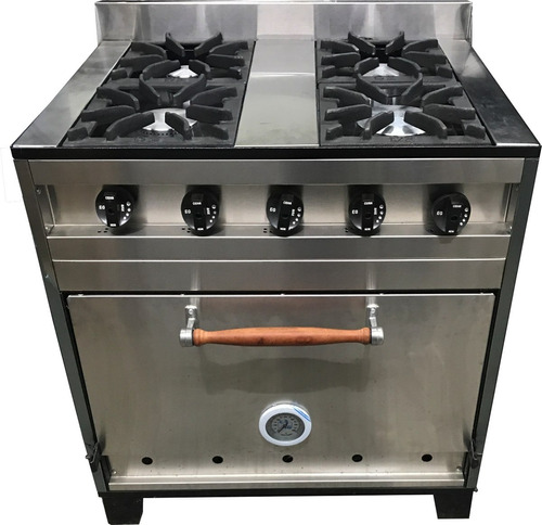 Cocina Industrial Eg 4 H 80 Cm Acero Inox Horno Pizzero!