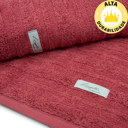 Toalhas de banho e rosto 100% algodão Kit com 4 vermelho Loft Lm Peter