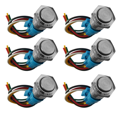 6 Pcs 220v Led 16mm Lock Button Switch