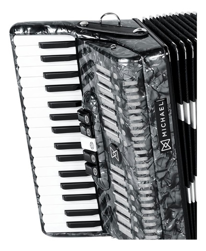 Acordeon Michael Acm6005n Pbk 48 Baixos Preto Perolado