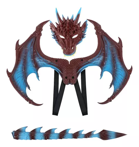 Generic Fantasia de dragão infantil máscara de asa de dinossauro presente  brinquedo máscara de dragão asa de dragão para halloween fingir jogo boate