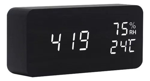 Reloj De Madera Led Mudo Con Control De Voz Inteligente