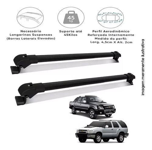 Rack Travessa Bagageiro Slim Preto S10 Cab Dupla 2009