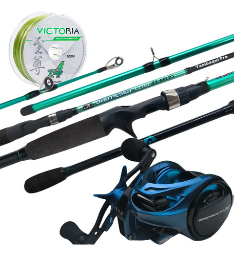 Kit De Carretilha Bg + Vara Tambaqui Pro 2,40mts 60lbs Linha