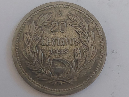 Moneda 20 Centavos Chile 1938