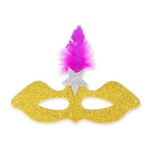 Máscara Amarela Pequena - Carnaval Com Mistério E Glamour!