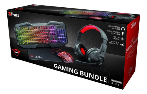 Kit Gamer Trust Gxt 1180rw 4 En 1 Pc Ps4 Xbox One Color del mouse Negro Color del teclado Negro