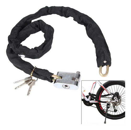 Cerradura Antirrobo Pesada Con 3 Llaves Y Cadena Para Bicicl