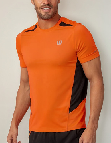 Playera Deportiva Wilson Original Naranja Caballero Stretch