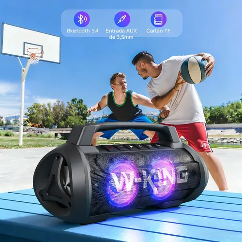 Caixa De Som Boombox Bluetooth W-king D10 Com Função Karaokê