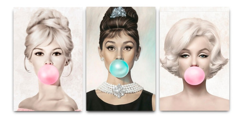 Cuadros Marilyn Monroe Audrey Hepburn Chicle Gum Set Moderno