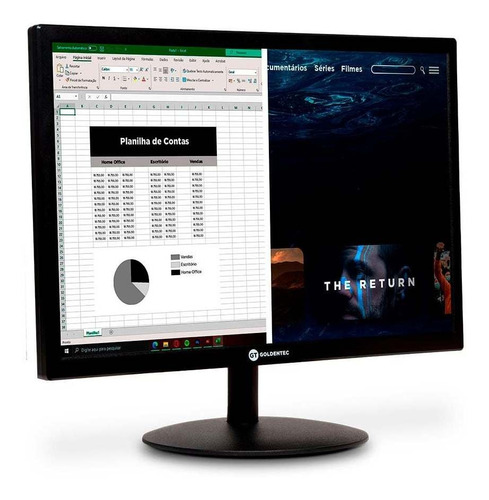 Monitor Led 19 Widescreen Com Hdmi | Gt Cor Preto 110v/220v