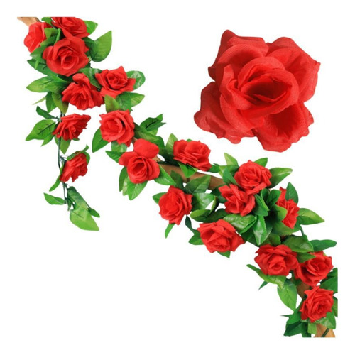 2pcs Rosa Artificial Enredadera Flor Decorativa Guía