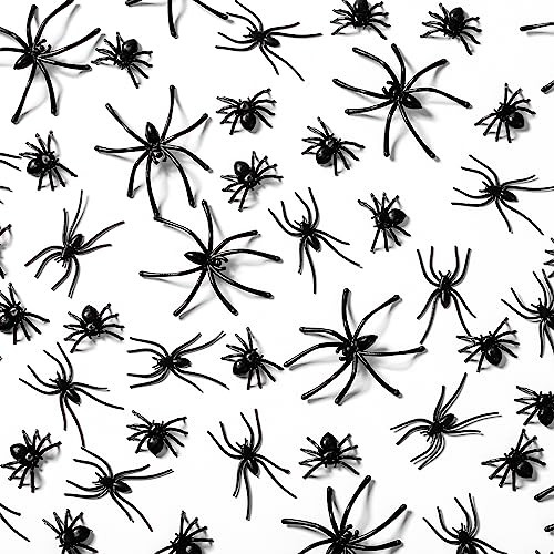 240pcs Realistic Plastic Spiders 3 Sizes Small Black Fa...