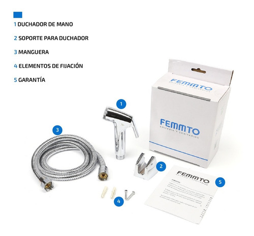 Imagen 5 de 8 de Griferia Ducha De Mano Shattaf Para Baño Bidet Con Flexible