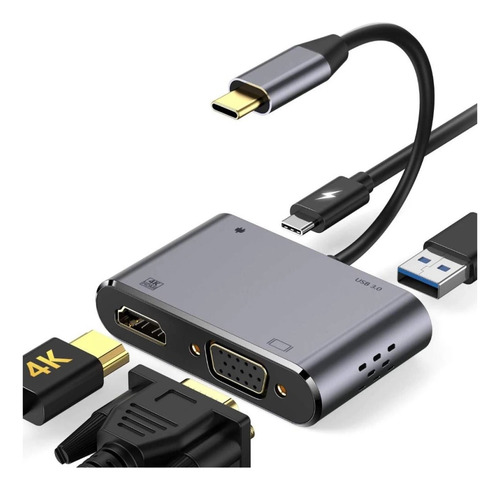 Adaptador Usb C A Hdmi Vga 4 En 1 Para Macbook/air Pro/ipad