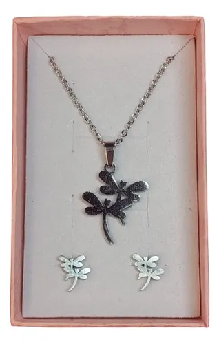 comprar Collar Libelula Acero Inoxidable + Aretes