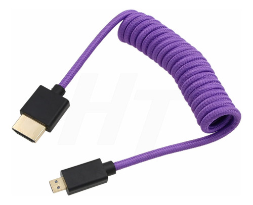 Cabo Em Espiral Trançado Micro Hdmi Para Hdmi 4k 8k 60p Para