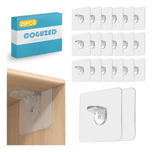 20 Soportes Adhesivos Para Estantes - Clips Autoadhesivos