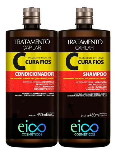  Kit Eico Cura Fios Shampoo E Condicionador 450ml 10 Unidades