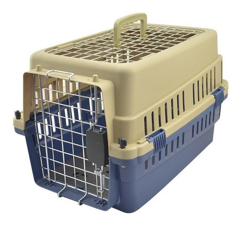 Transportadora Kennel Perros Y Gatos 50x35x32cm 2 Puertas Color Azul